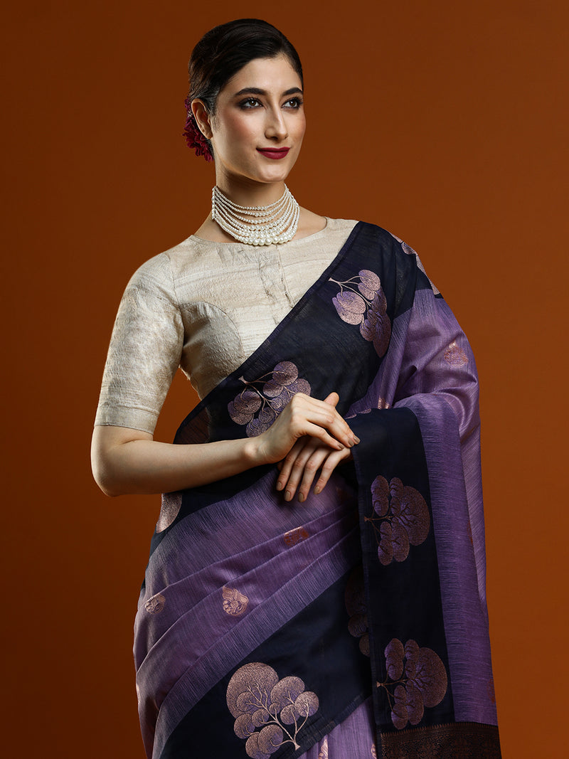 Sarha Woven Design Ethnic Motifs Muga Saree in Lavender