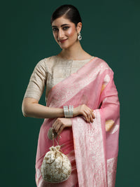 Woven Design Chanderi Cotton Saree in Pink