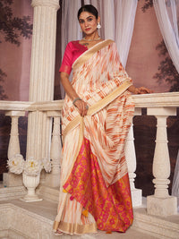 Vaanya Cotton in Rust Orange & Hot Pink