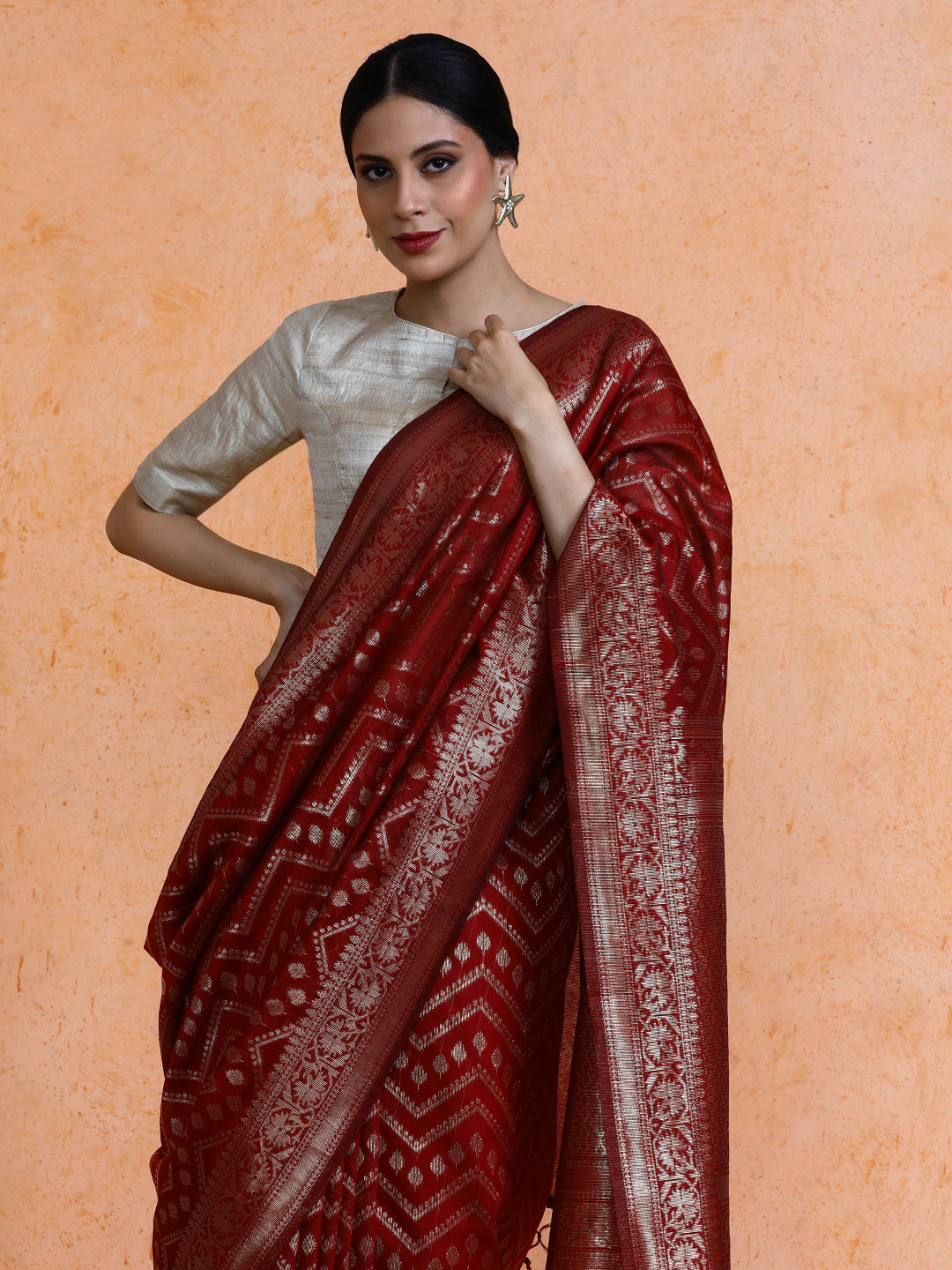 Navriti Cotton in Maroon