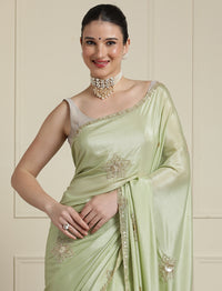 Embellished Sequinned Saree in Green