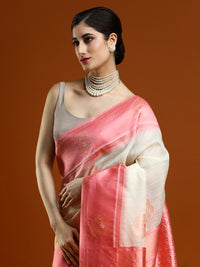 Sarha Woven Design Zari Muga Saree in Cream