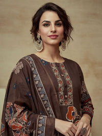 Printed Cotton Blend Round Neck Kurta & Trousers With Dupatta