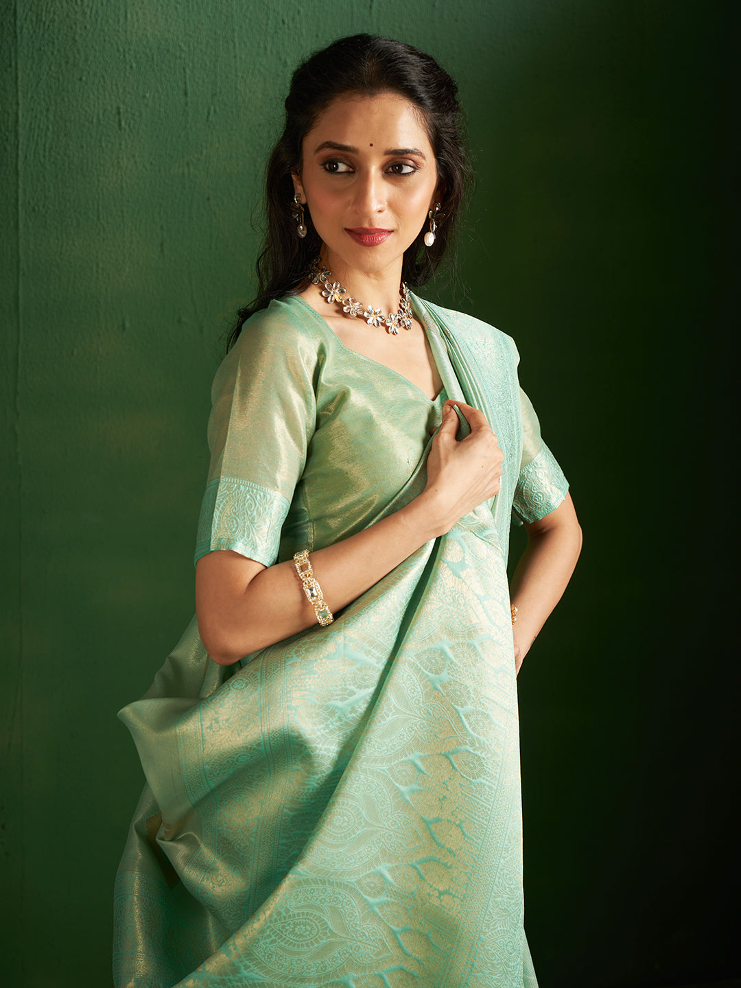 Kalki Silk in Sea Green