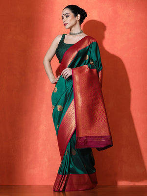 Classic Silk In Dark Green - Saree by Sarha