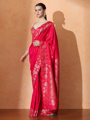 Adah Silk In Pink - Saree by Sarha