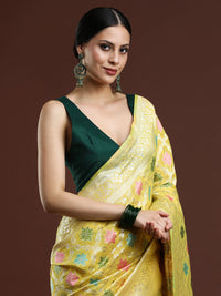 Woven Design Chanderi Cotton Saree in Yellow