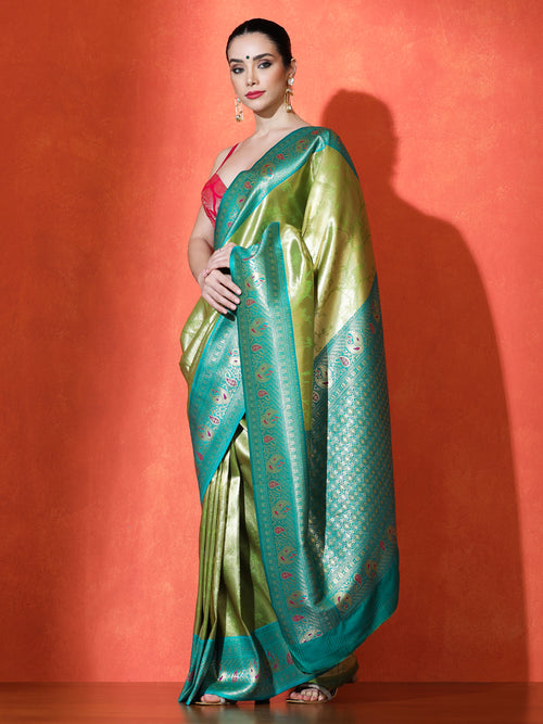 Eshana Silk in Light Green - Saree by Sarha