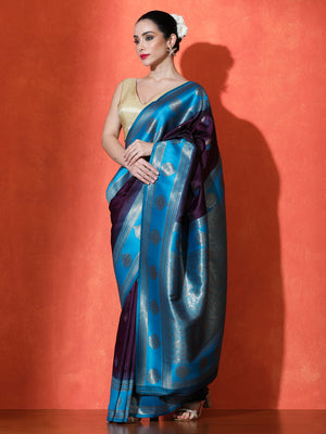 Ivory Silk in Blue - Saree by Sarha
