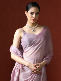 Solid Saree with Blouse Piece in lavender