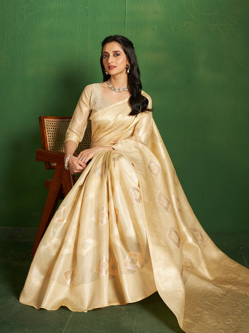Kalki Silk in Gold - Saree by Sarha