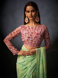 Basanti Bloom in Mint Green with Floral Patterns