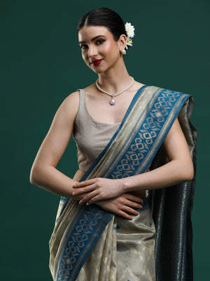 Sarha Women Woven Design Zari Art Silk Banarasi Saree in Grey