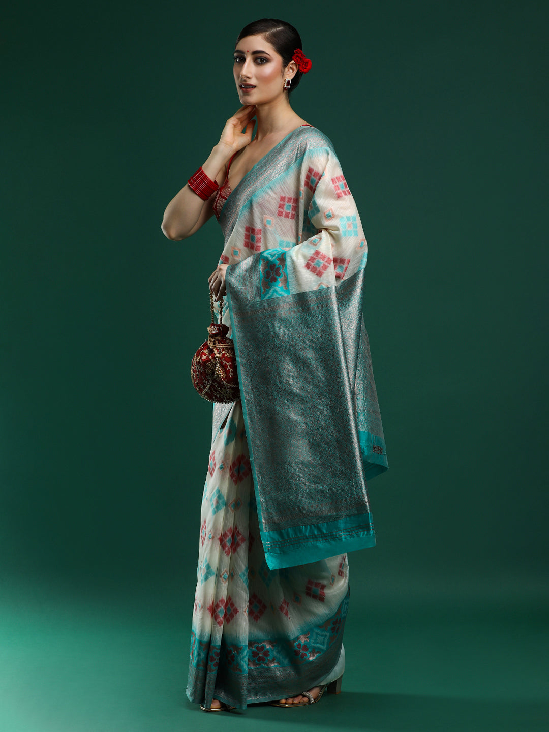 Woven Design Chanderi Cotton Saree in Light Grey