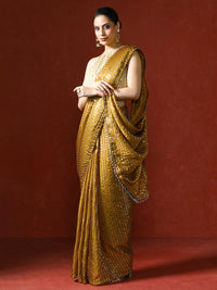 Women Sequinned Embellished Heavy Work Saree in yellow