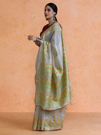 Aranya Cotton in Beige with Yellow Motifs