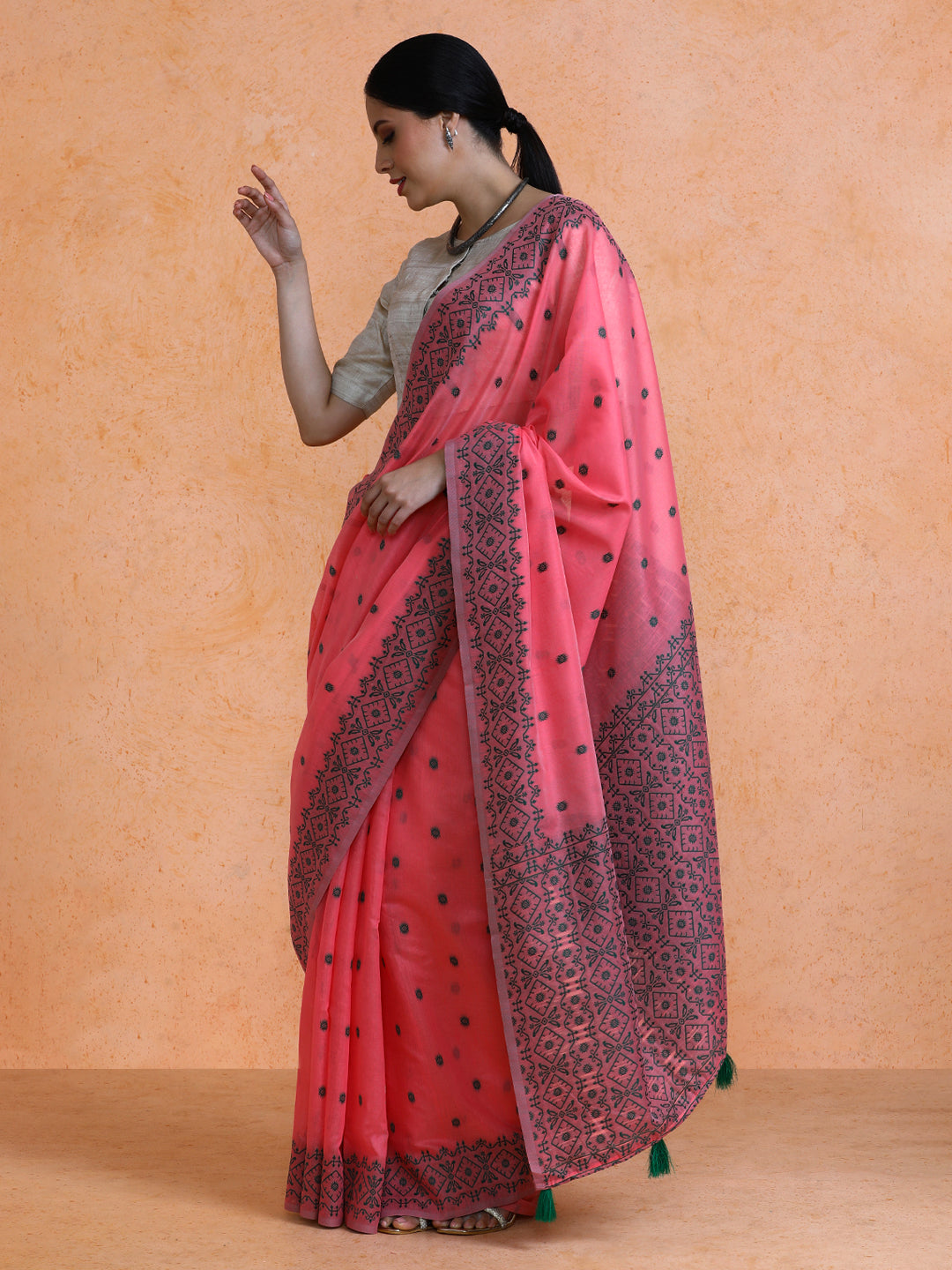 Dhrisha Cotton in Coral Pink