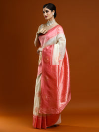 Sarha Woven Design Zari Muga Saree in Cream