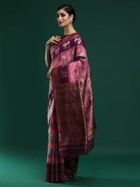 Woven Design Chanderi Cotton Saree in Pink