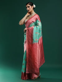 Woven Design Chanderi Cotton Saree in Sea Green