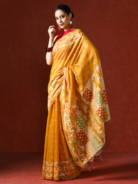 Handloom Geometric Woven Design Chanderi Saree in yellow