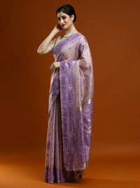 Sarha Ethnic Motif Woven Design Zari Chanderi Saree in Lavender