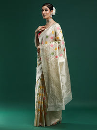 Woven Design Chanderi Cotton Saree in Cream