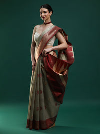 Sarha Ethnic Motifs Woven Design Banarasi Saree in Grey