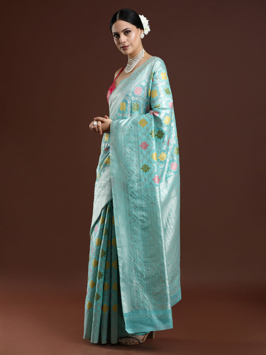 Woven Design Chanderi Cotton Saree in Blue