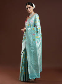 Woven Design Chanderi Cotton Saree in Blue