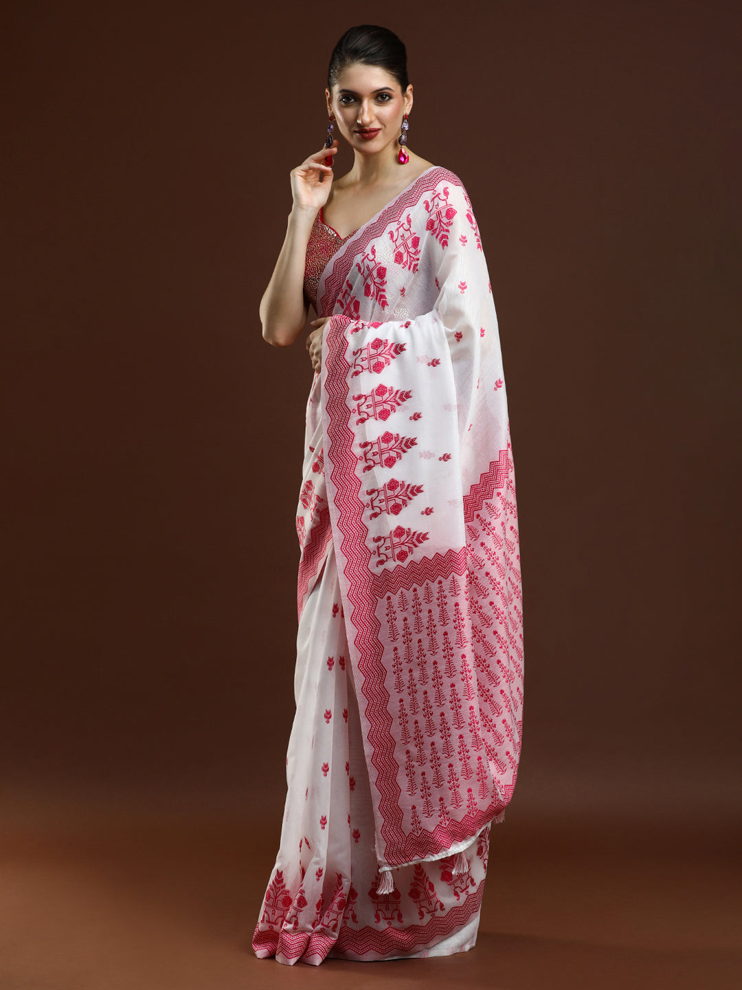 Sarha Woven Design Zari Chanderi Saree in Pink