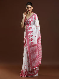 Sarha Woven Design Zari Chanderi Saree in Pink