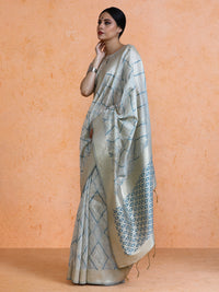 Devi Cotton in Beige with Light Blue Motifs