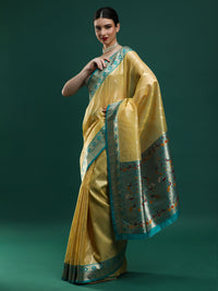 Sarha Ethnic Motifs Woven Design Banarasi Saree in Yellow