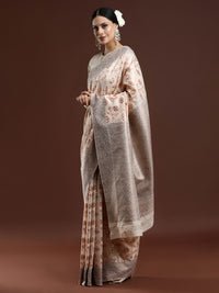 Woven Design Chanderi Cotton Saree in Light Peach