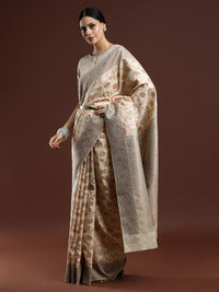 Woven Design Chanderi Cotton Saree in Beige