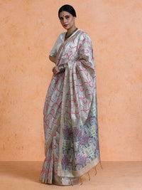 Zaika Cotton in Beige with Hot Pink Motifs