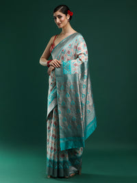 Woven Design Chanderi Cotton Saree in Light Grey