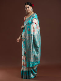 Woven Design Chanderi Cotton Saree in Light Grey