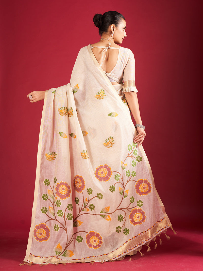 Chandrika Cotton In Yellow And Green Motifs