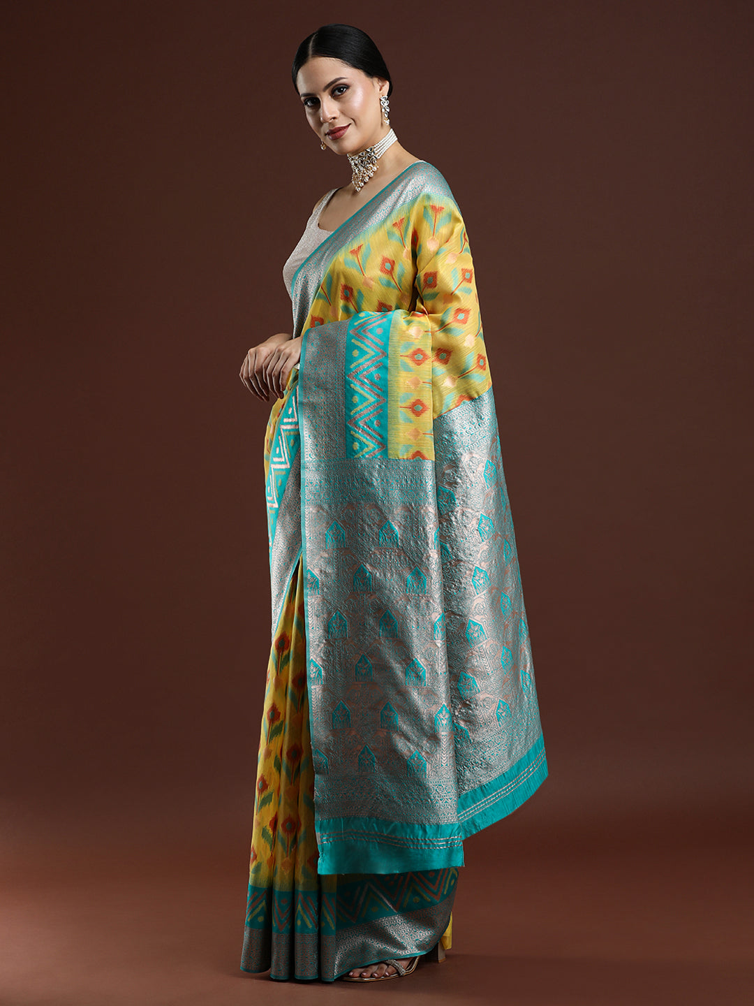 Woven Design Chanderi Cotton Saree in Yellow