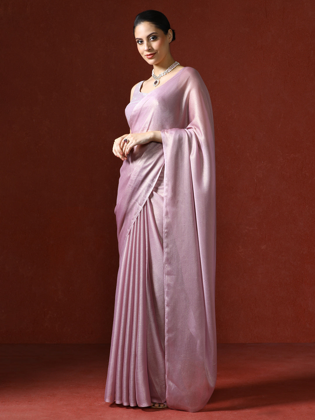 Solid Saree with Blouse Piece in lavender