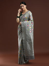 Woven Design Chanderi Cotton Saree inGrey