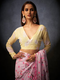 Basanti Bloom in Rose Pink with Floral Motifs