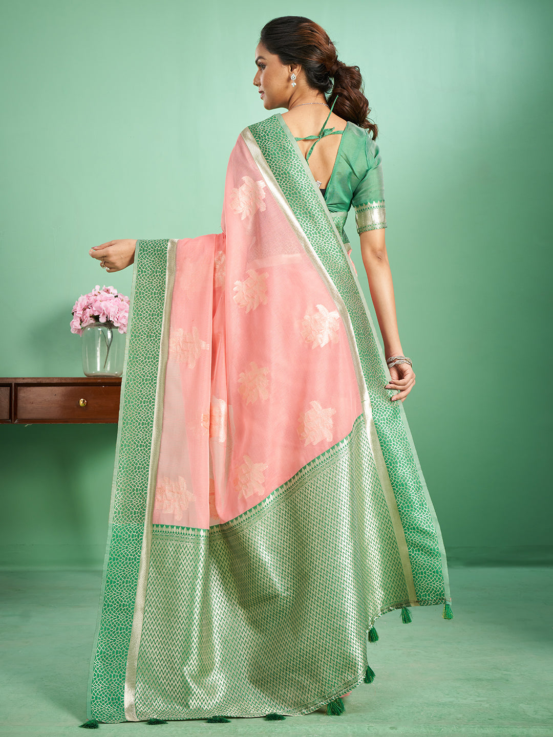 Rohini Cotton In Pink & Green