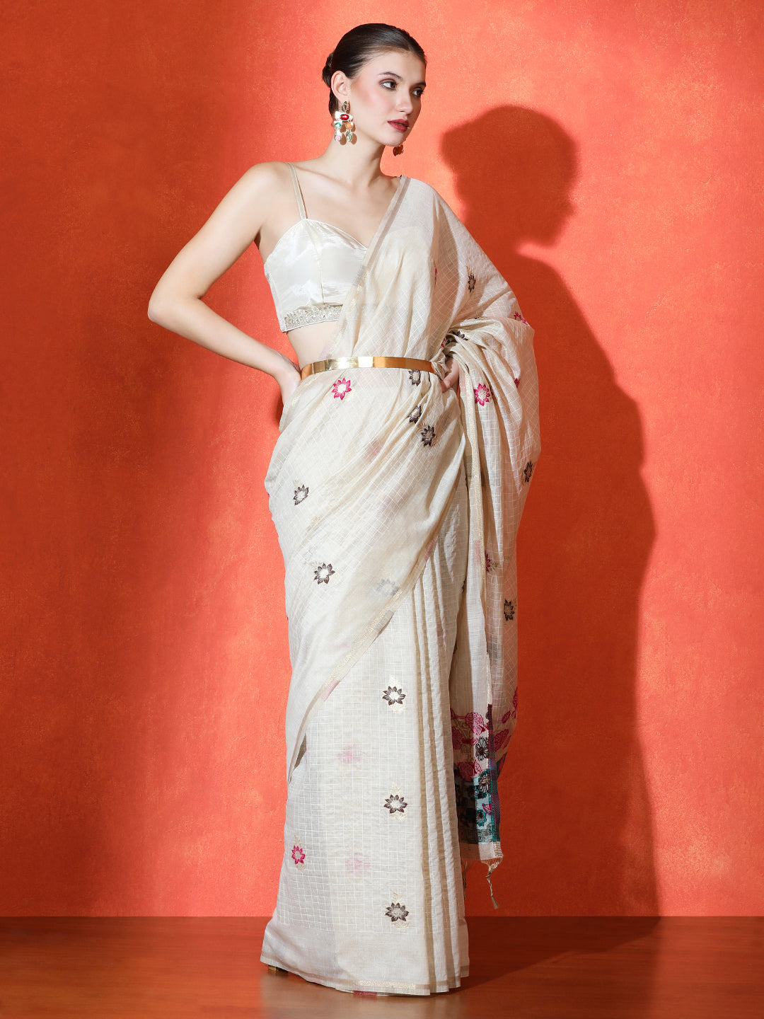 Sundari Cotton In Cream and Light Blue