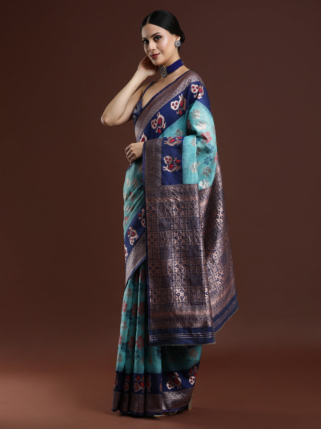 Woven Design Chanderi Cotton Saree in Blue