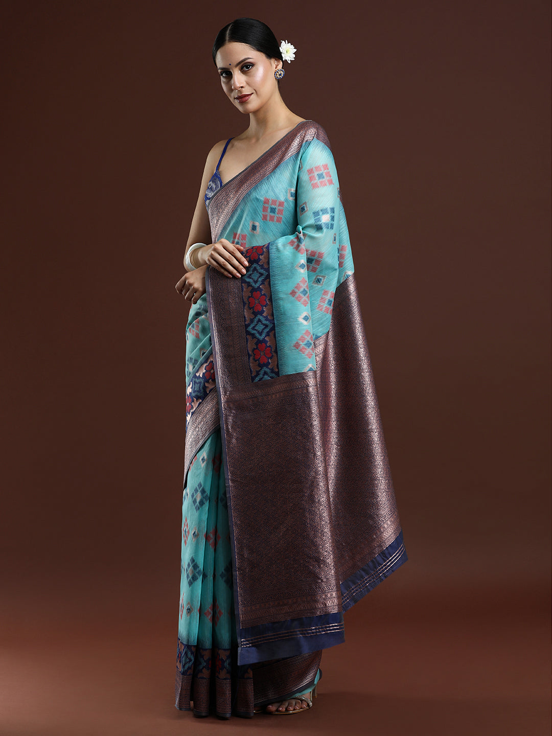 Woven Design Chanderi Cotton Saree in Blue