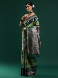 Woven Design Chanderi Cotton Saree in Green