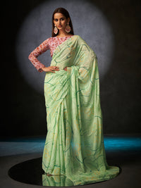 Basanti Bloom in Mint Green with Floral Patterns